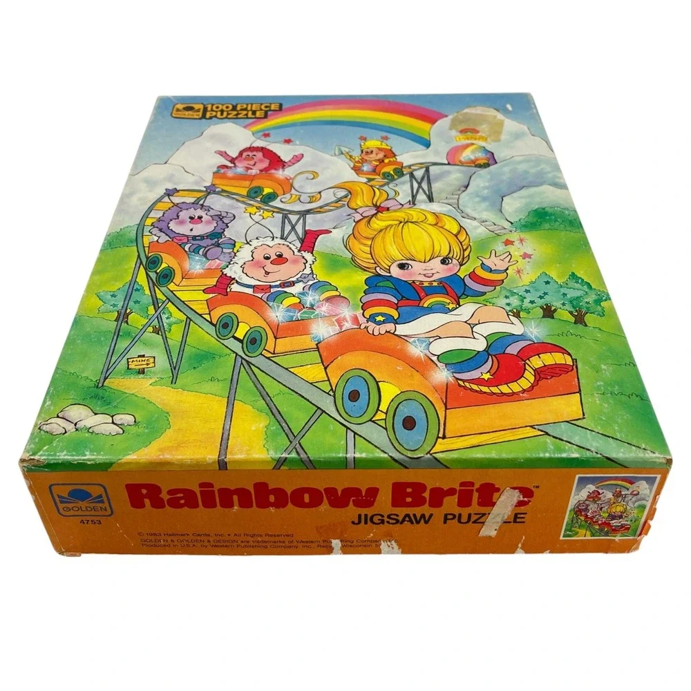 Vintage 1983 Rainbow Brite Roller Coaster 100 Piece Puzzle Golden Hallmark 80s